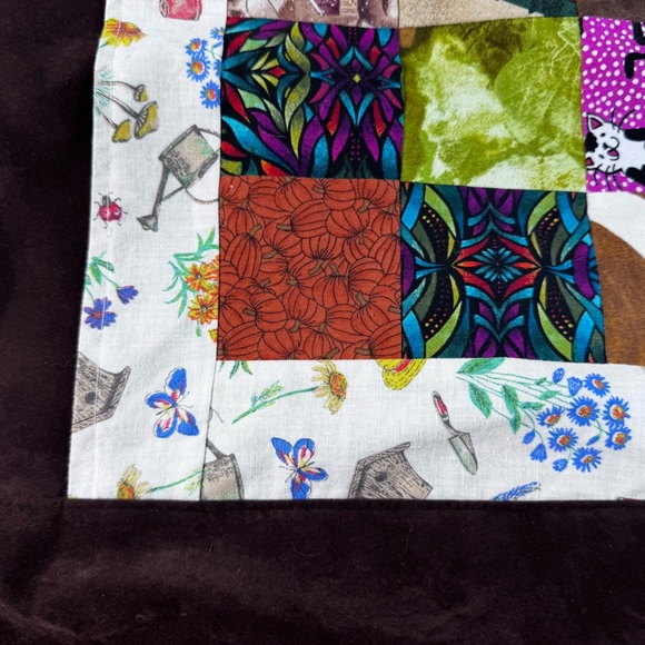 Vintage Handmade Patchwork Velvet Brown Totr - Picture 4 of 14